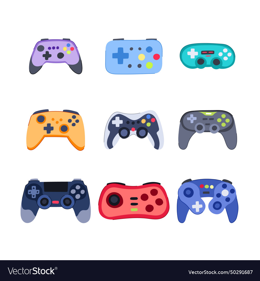 Gamepad set cartoon Royalty Free Vector Image - VectorStock