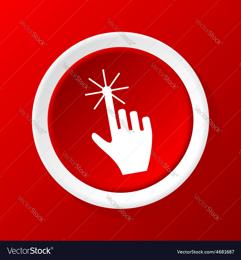 Hand cursor icon on red