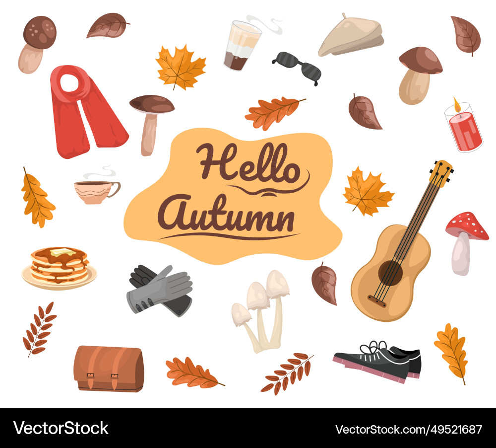 Hello autumn composition Royalty Free Vector Image