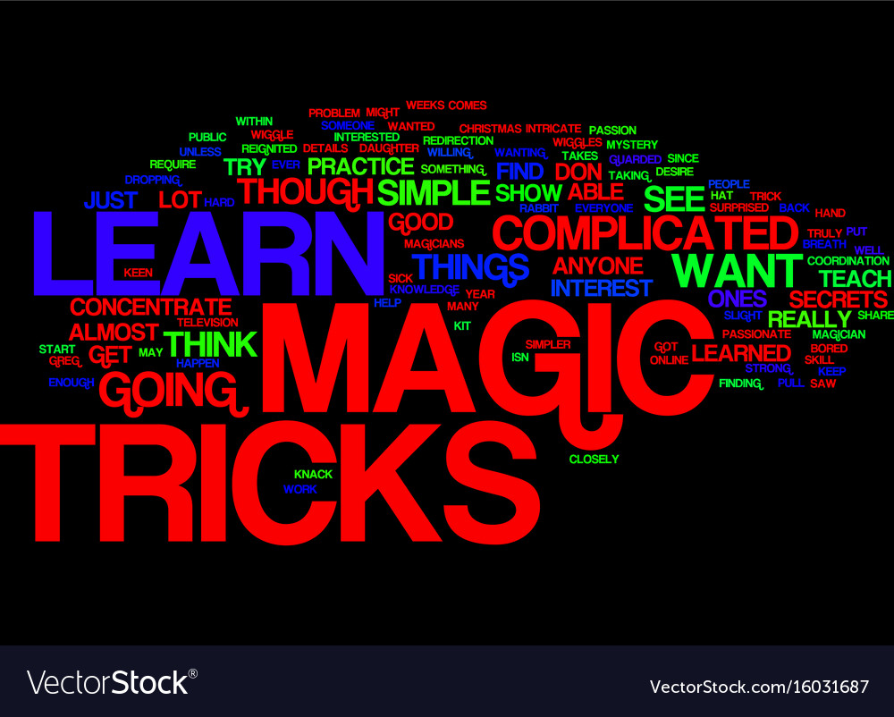 Learn magic tricks text background word cloud Vector Image