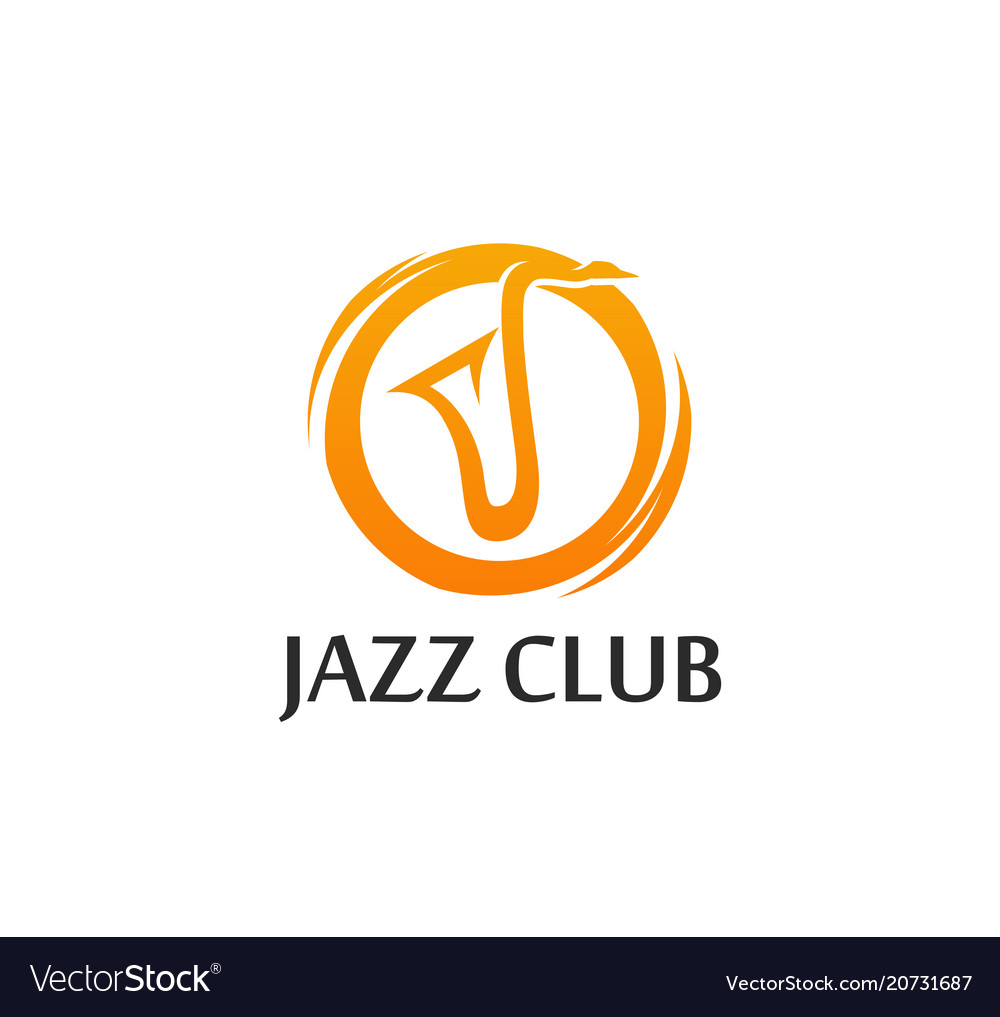 Logo for jazz club in golden color with sax Vector Image