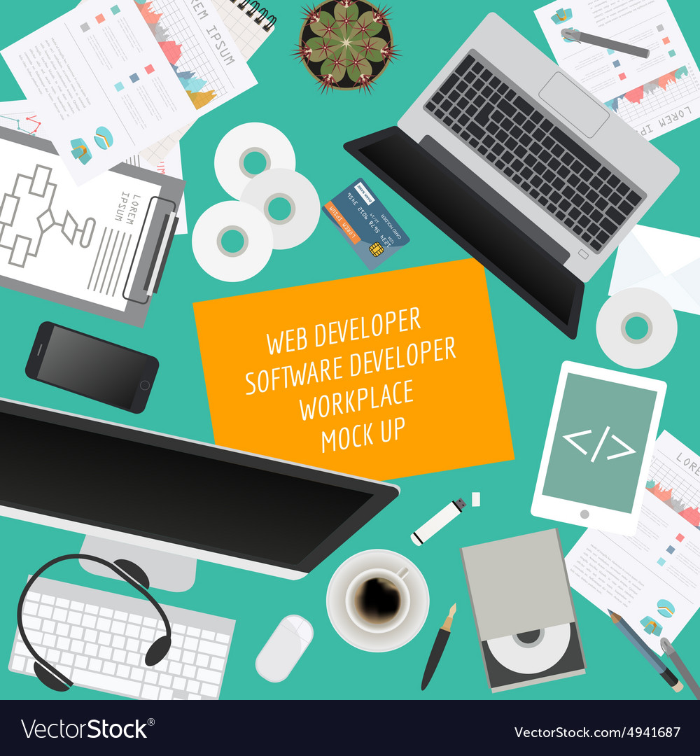 Workspace of the web developer software Royalty Free Vector