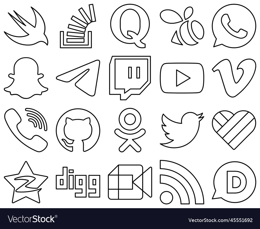 20 innovative and professional black outline Vector Image