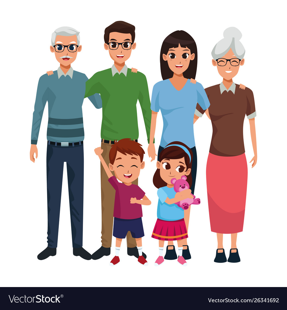 Family parents and children cartoons Royalty Free Vector