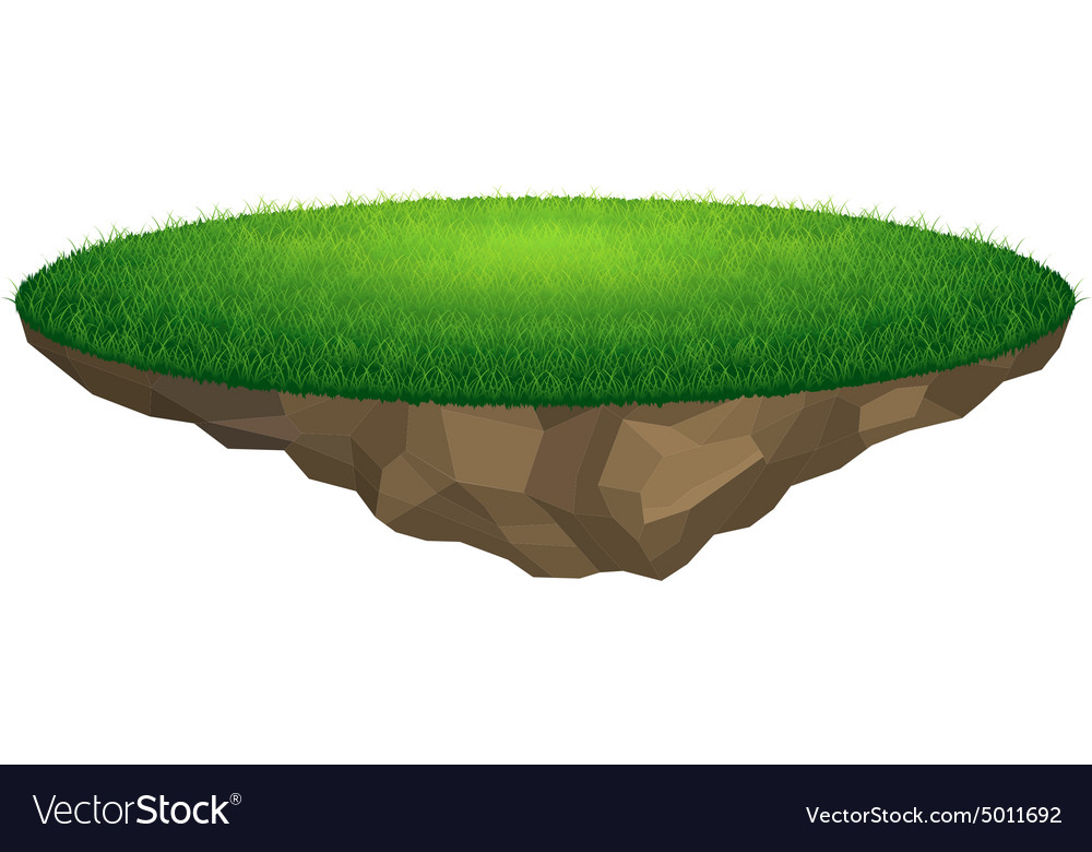 Flying island with grass Royalty Free Vector Image