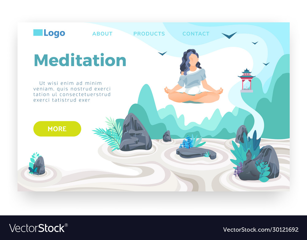 Girl Meditating In Lotus Pose And Hovering Above Vector Image