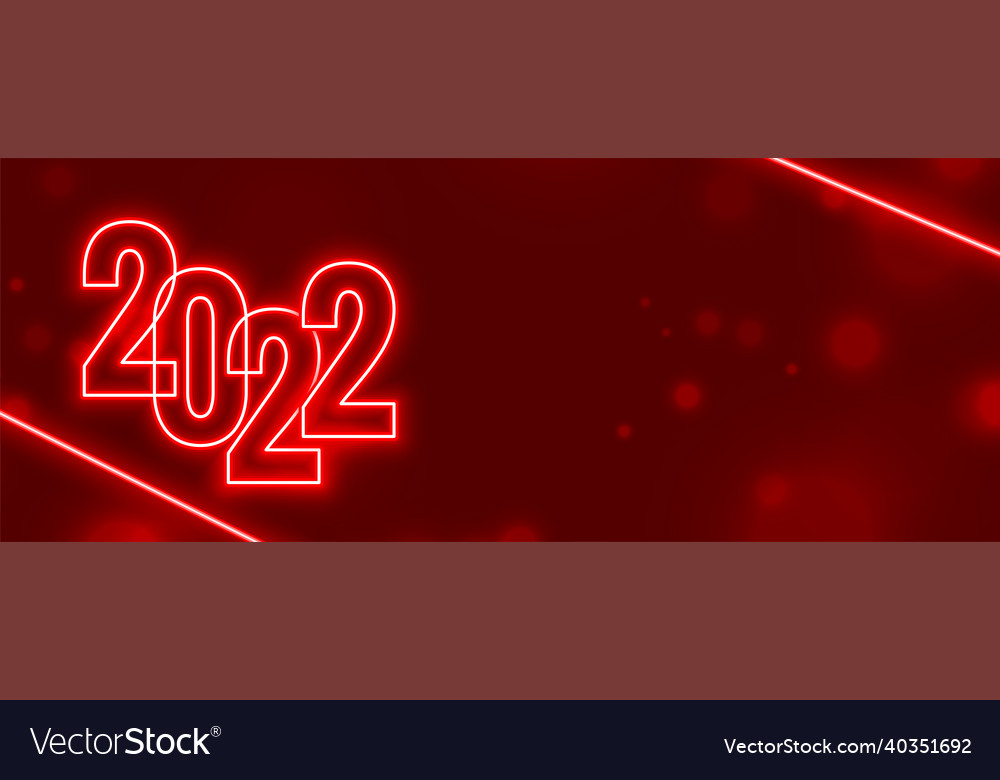 Happy new year 2022 made with red neon lights Vector Image