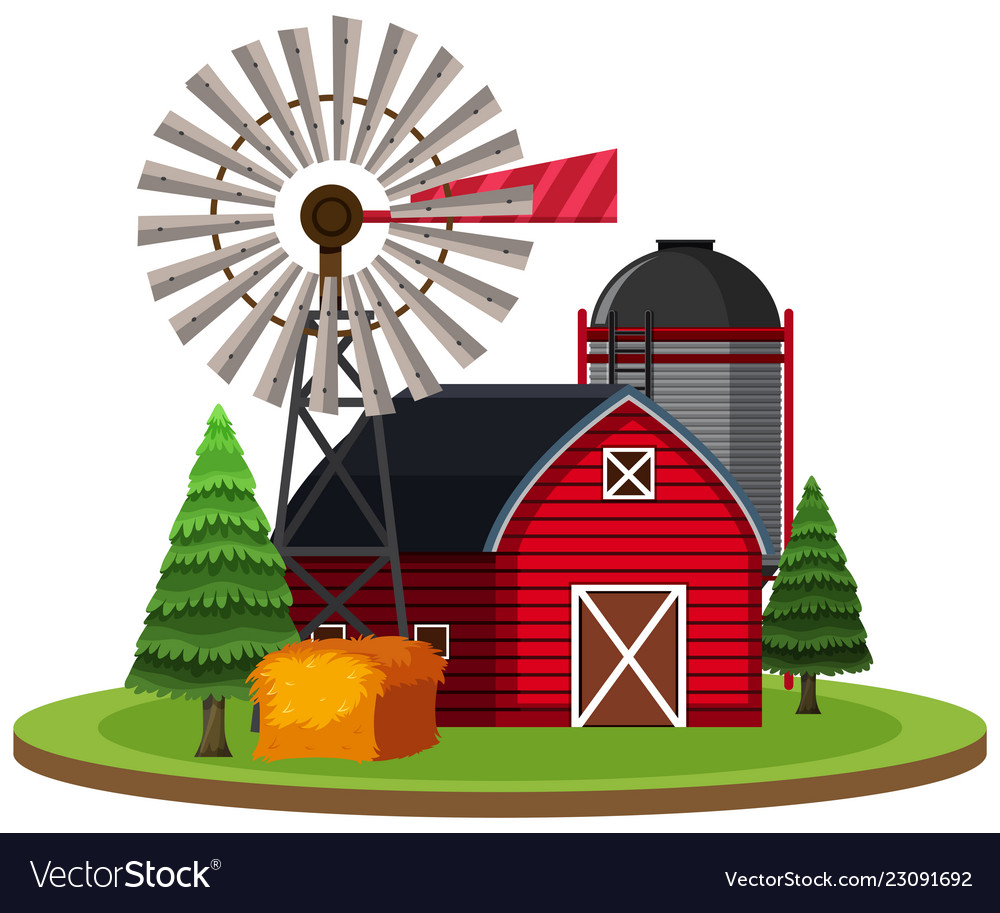 Isolated rural farm on white background Royalty Free Vector