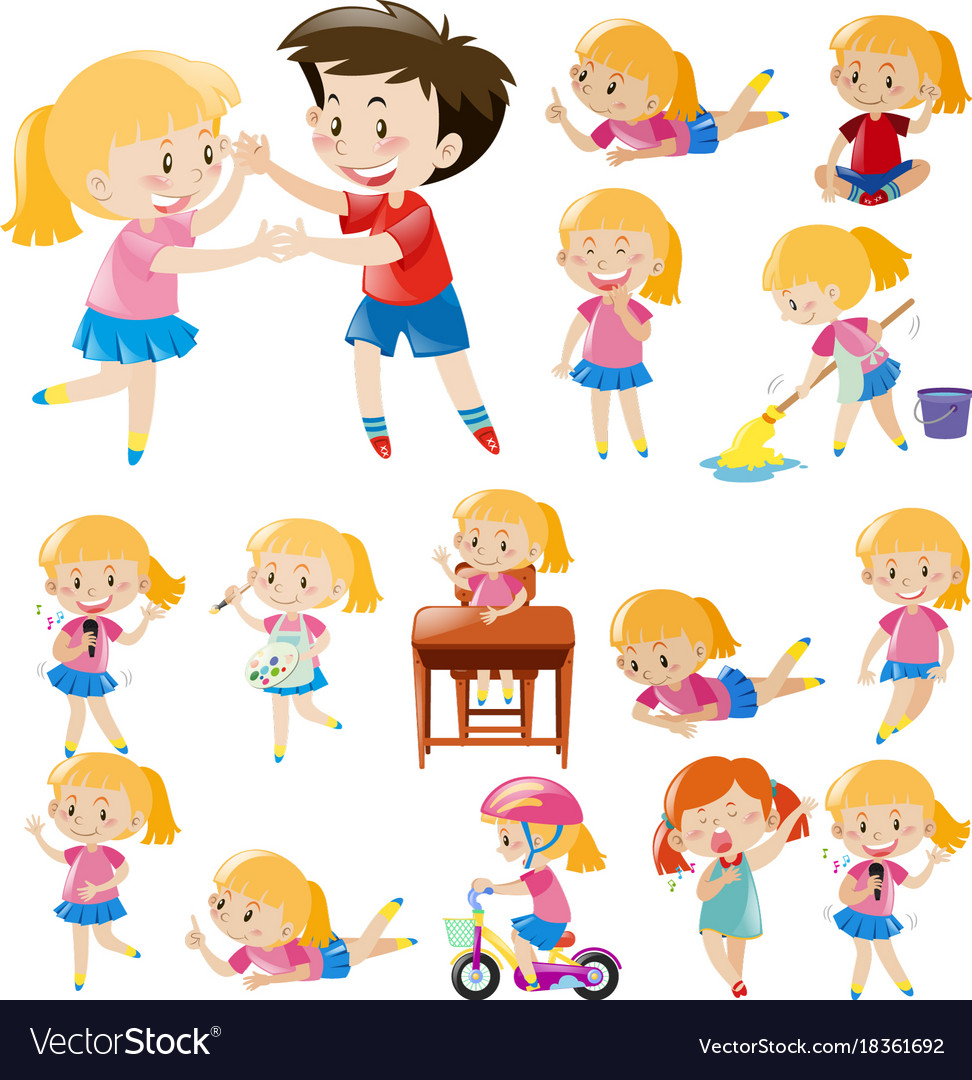 Kids doing different activities Royalty Free Vector Image