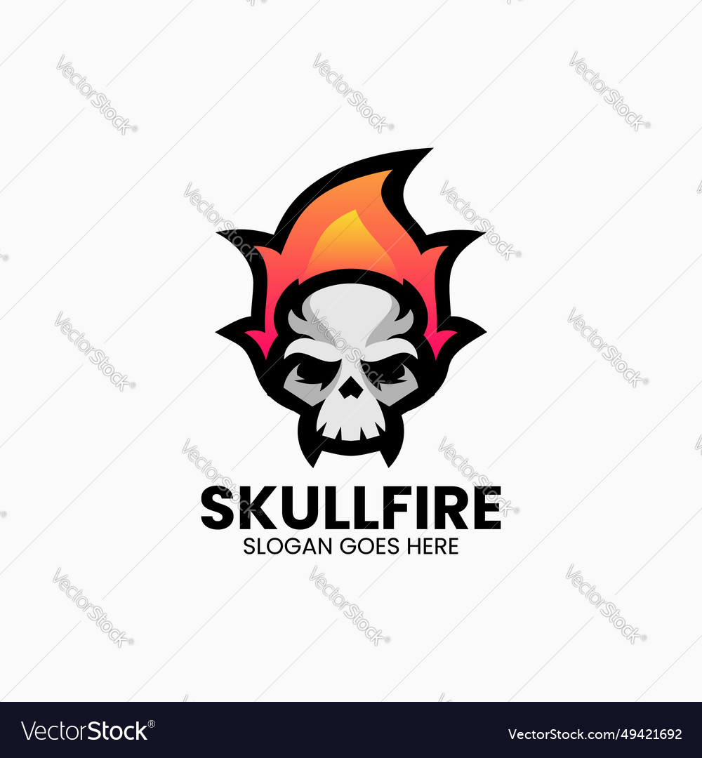 Logo skull fire gradient colorful style Royalty Free Vector