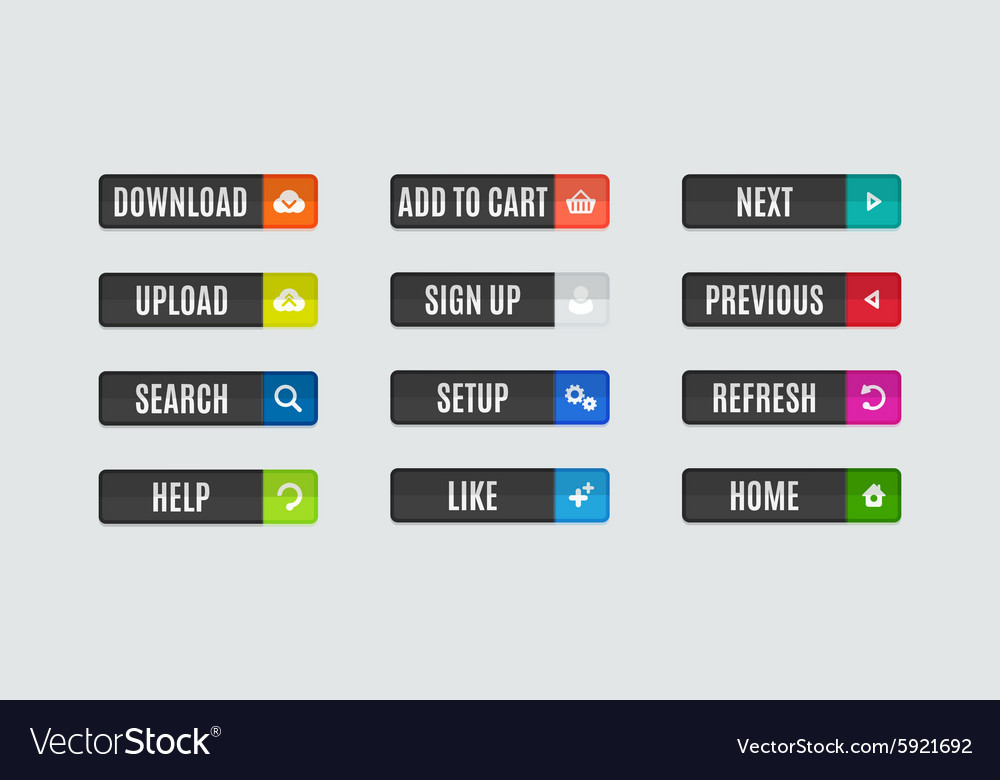 modern flat design website navigation buttons vector image buttons flat design