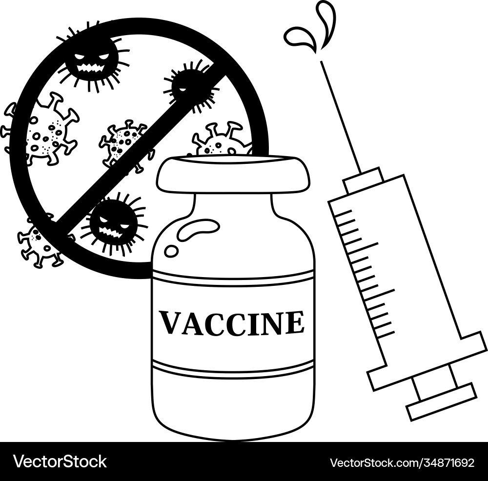 Monochrome cute virus preventive vaccine injection
