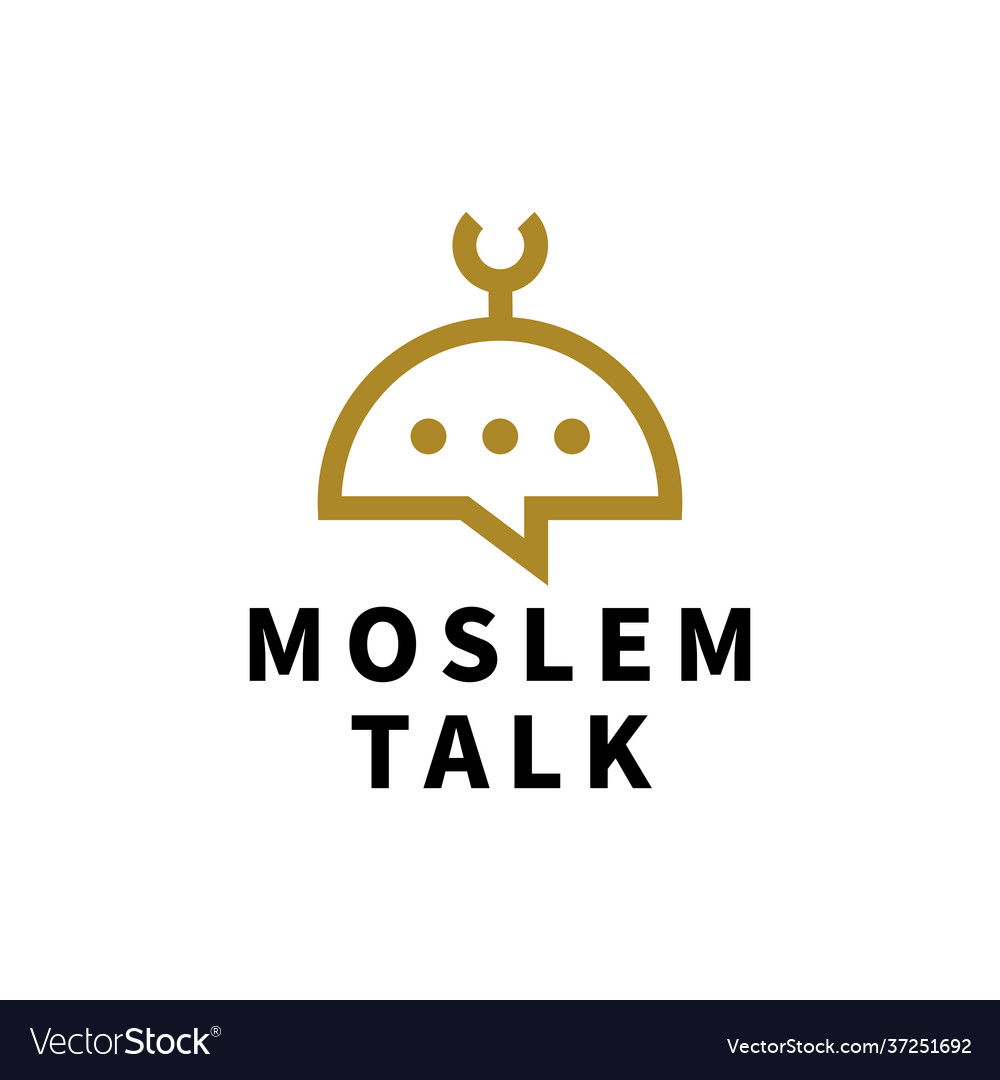Moslem talk chat bubble logo icon vector image Moslem talk chat bubble logo icon