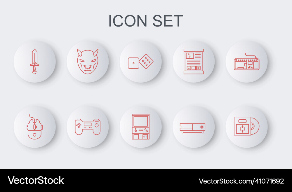 Set line cd or dvd disk in box computer mouse Vector Image