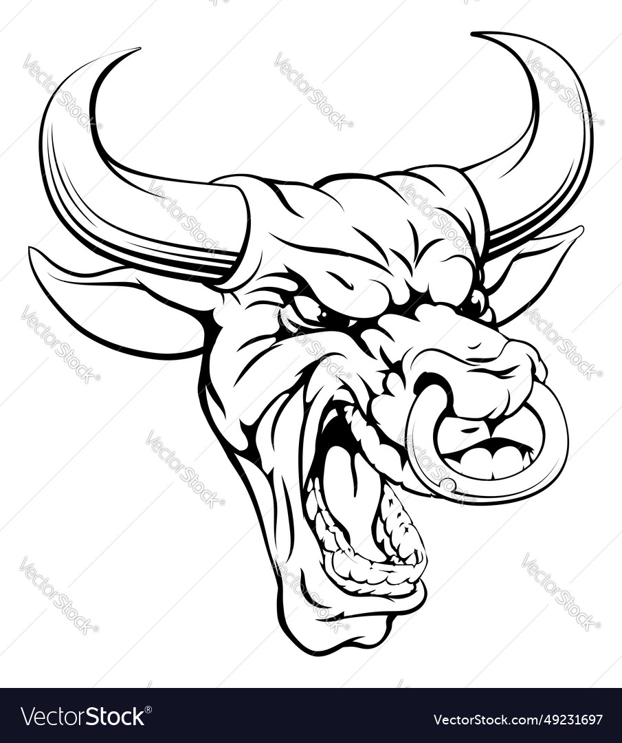 Bull sports mascot head Royalty Free Vector Image