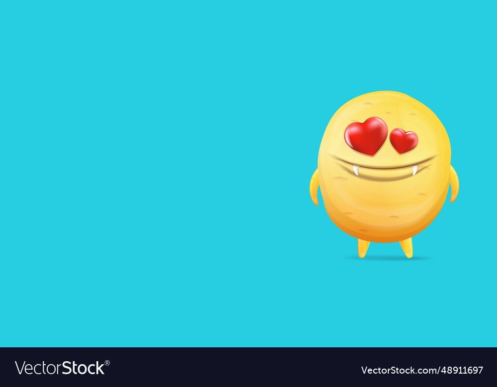 Cartoon funny yellow alien monster Royalty Free Vector Image