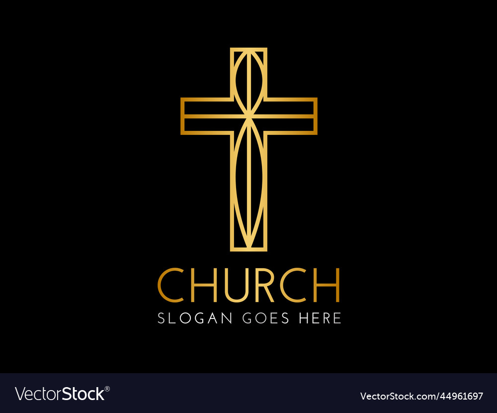 Elegant crhristian church logo with cross Vector Image