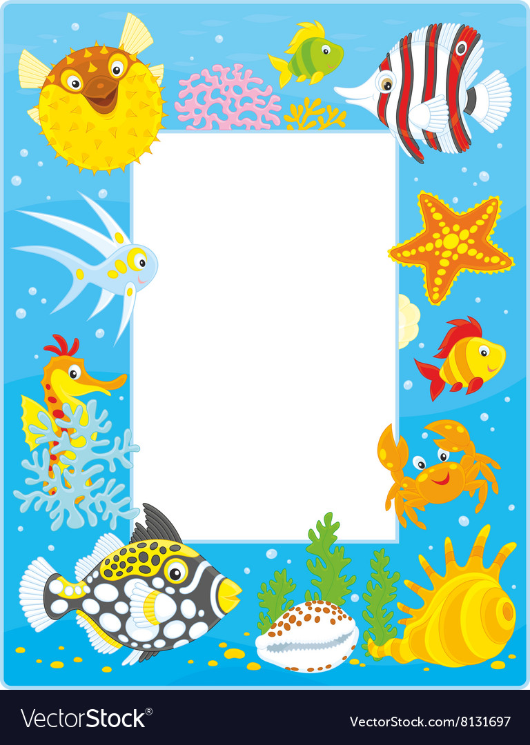 Frame with tropical fishes Royalty Free Vector Image