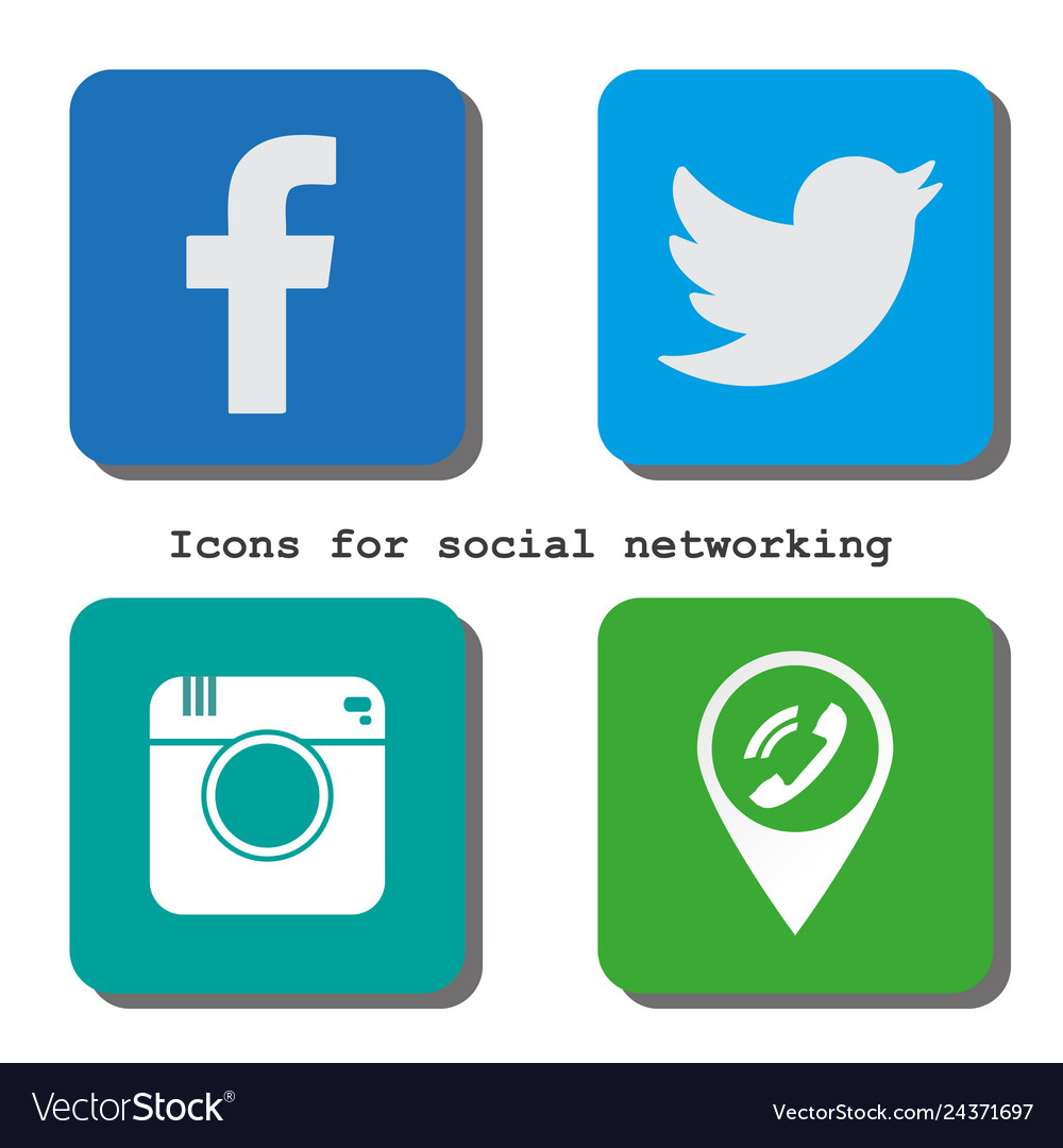 Icons for social networking in flat design Vector Image