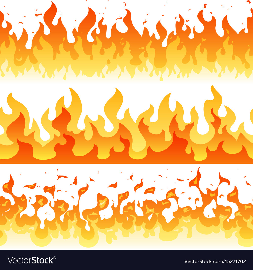 Cartoon fire flame seamless frame borders Vector Image