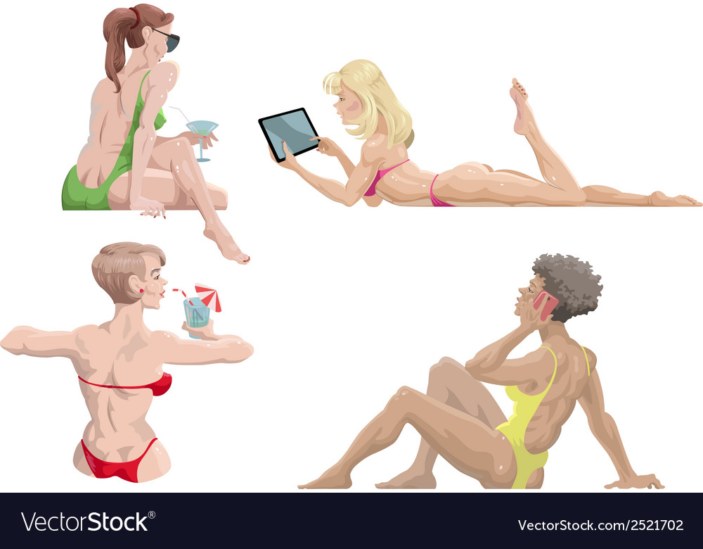 girls in swimsuits royalty free vector image vectorstock
