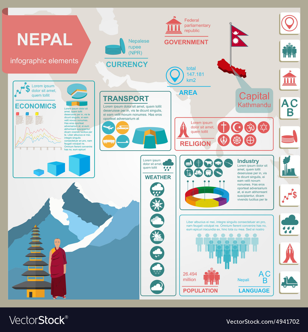 Nepal Infographics Statistical Data Sights Vector Image