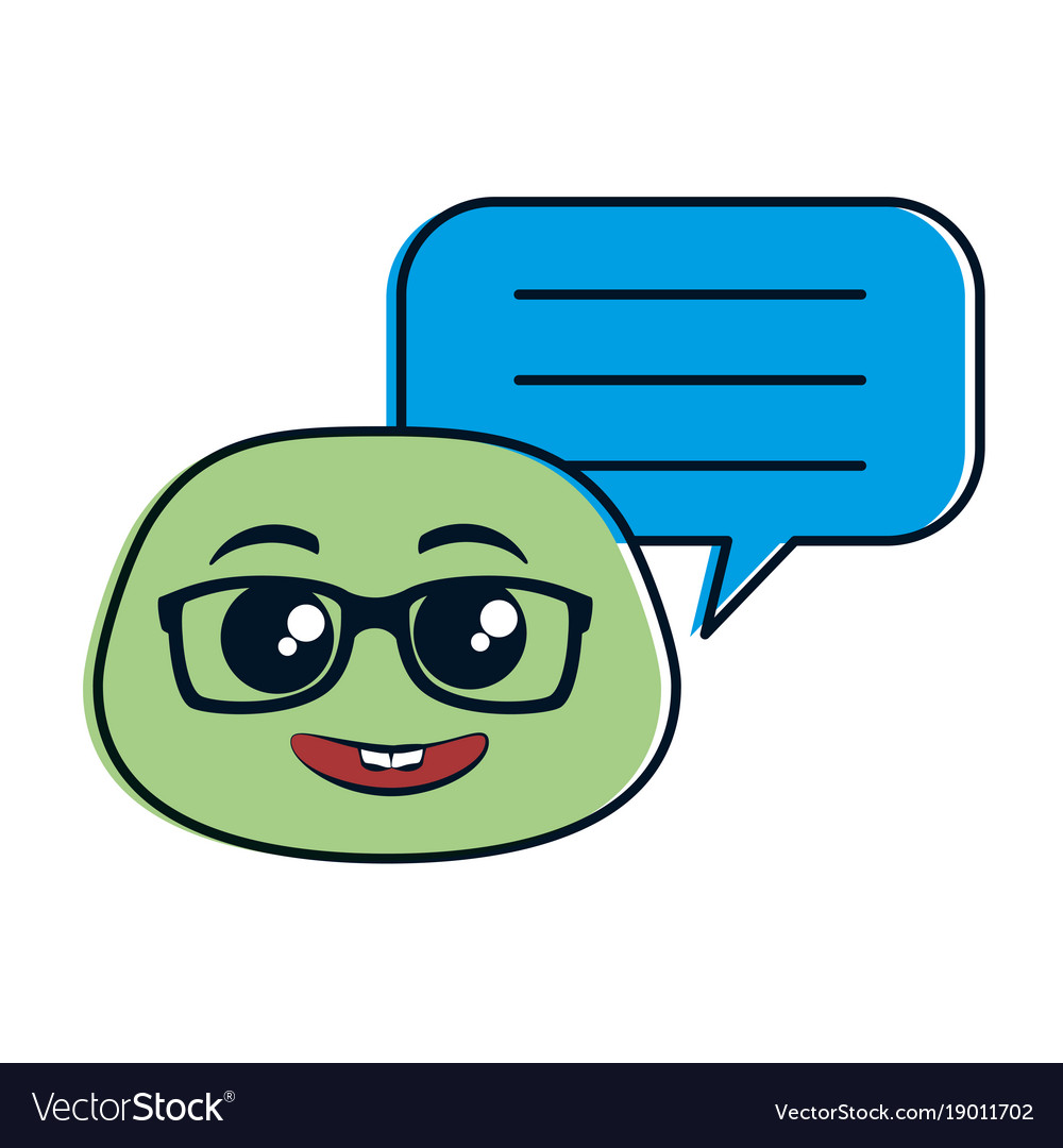 Nerd emoji face with speech bubble Royalty Free Vector Image