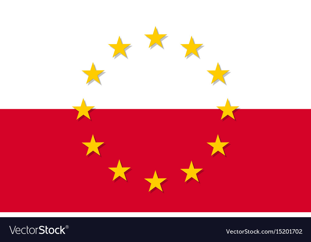 poland national flag with a star circle of eu vector image