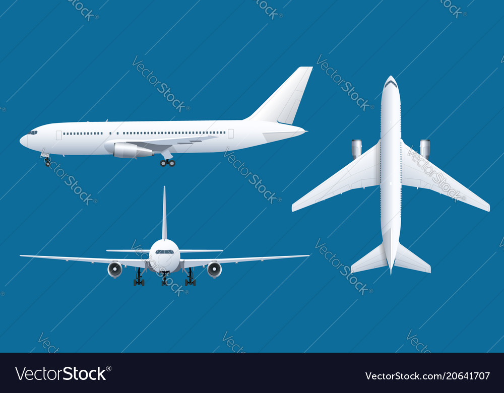 Airplane on blue background industrial blueprint vector image Airplane on blue background industrial blueprint