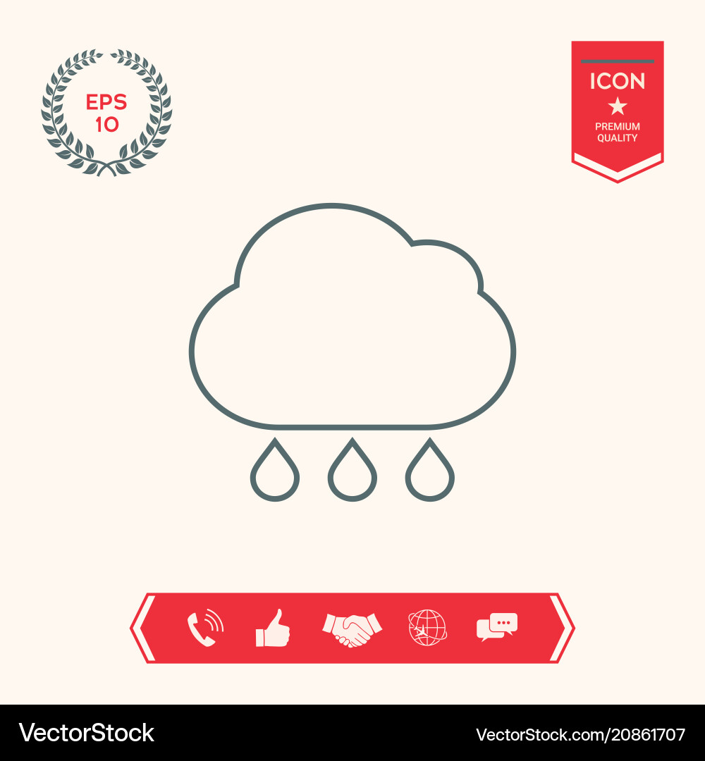 Cloud rain line icon Royalty Free Vector Image