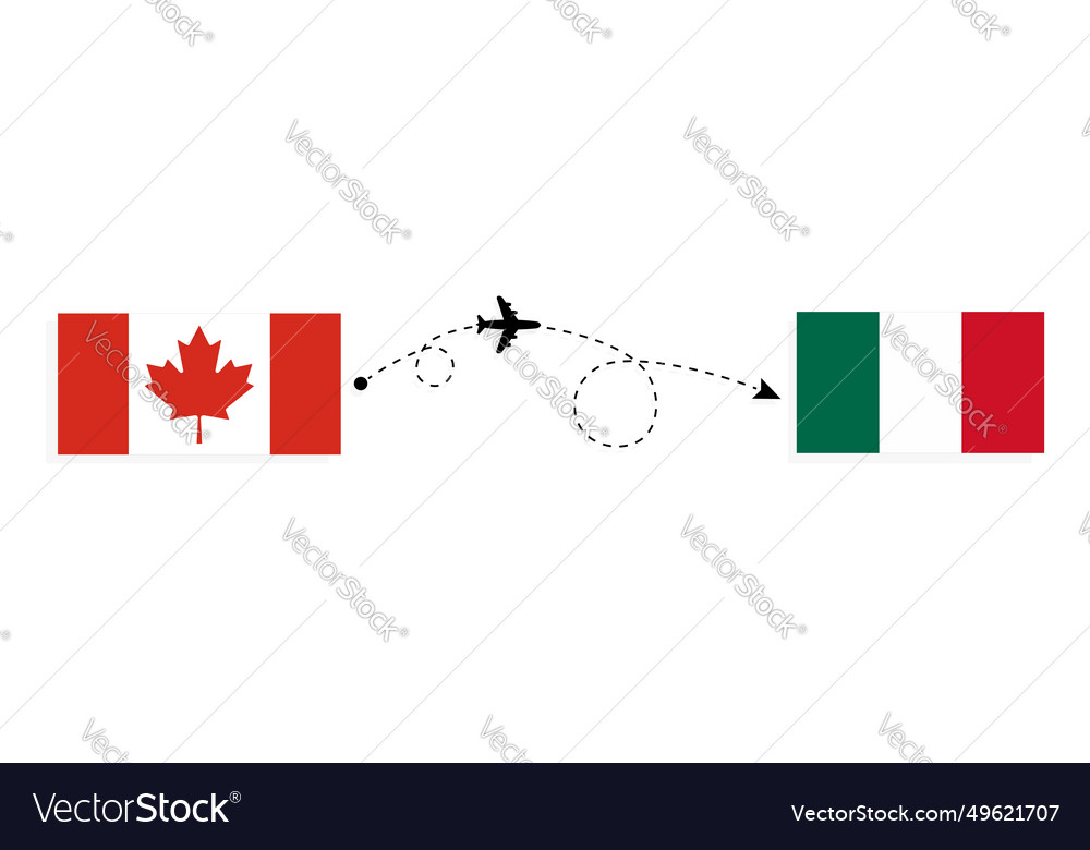Flight and travel from canada to mexico Royalty Free Vector