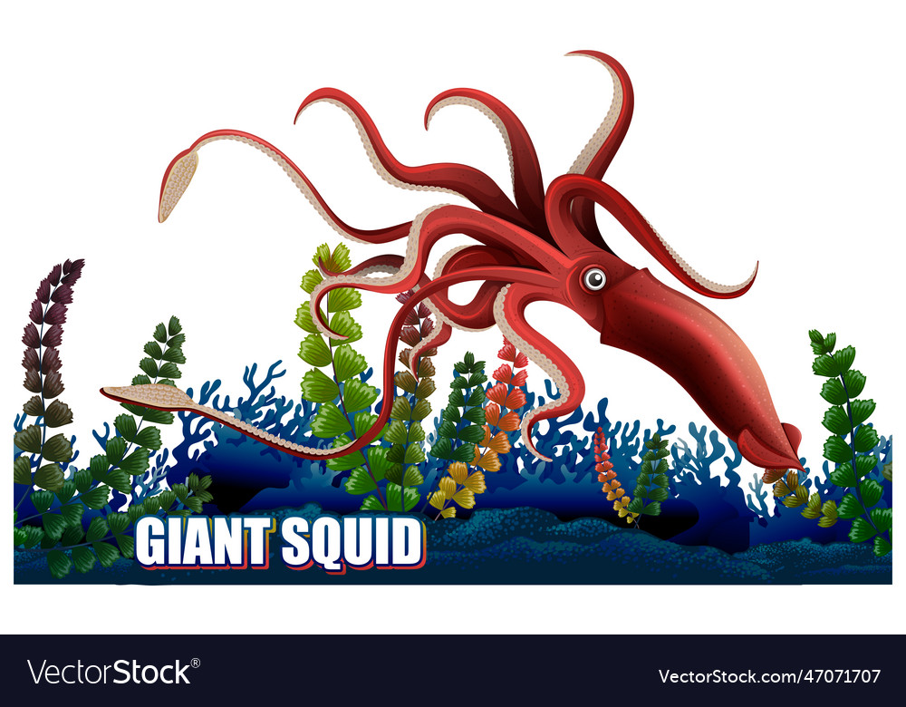 Giant squid deep sea creature Royalty Free Vector Image