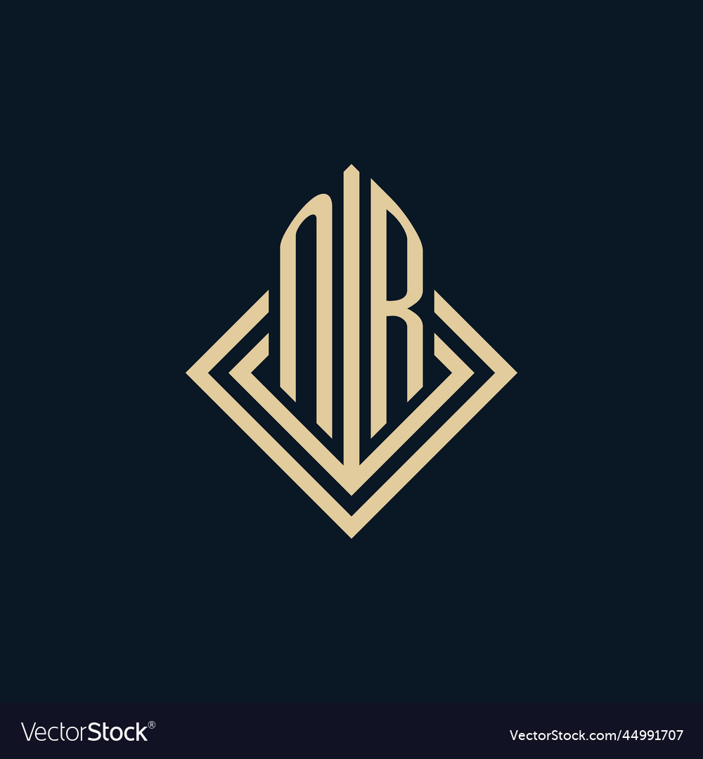 Initials nr logo rhombus lines shape style luxury Vector Image