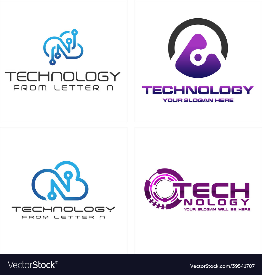 Technology cloud tech circuit storage logo design Vector Image