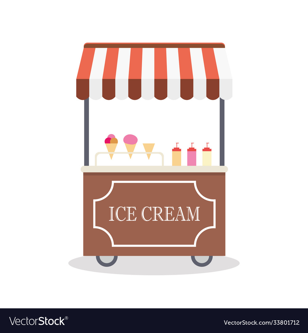 Cartoon trolley with ice creamisolated on white Vector Image