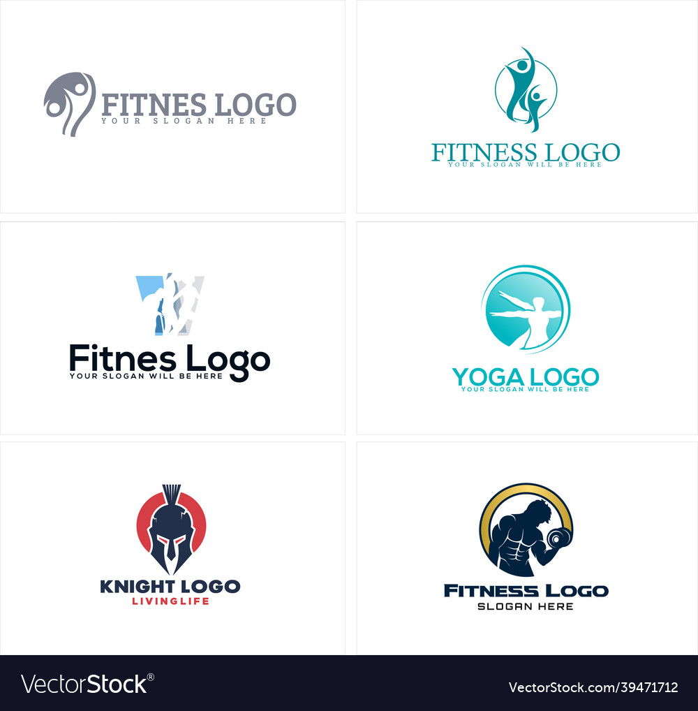 Fitness gym health yoga people logo design Vector Image