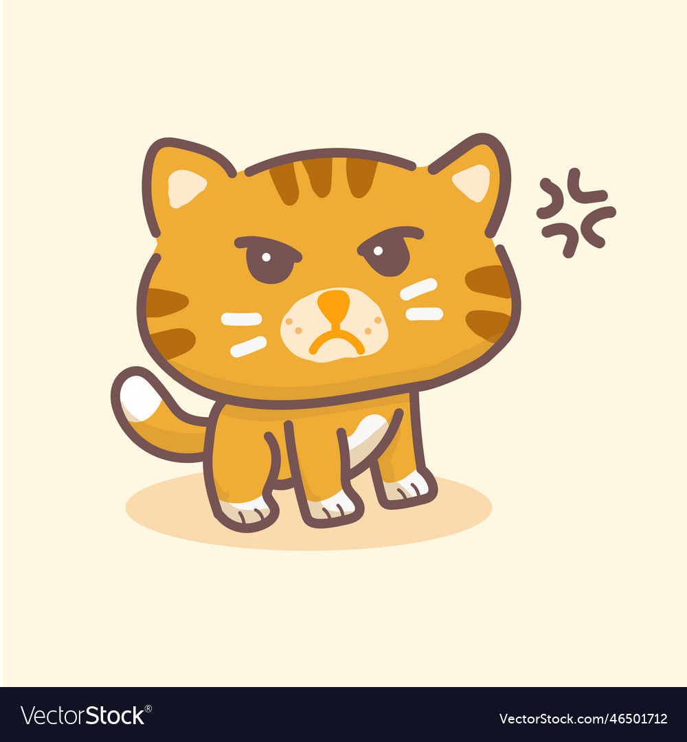 Funny grumpy orange cat icon angry cat Royalty Free Vector