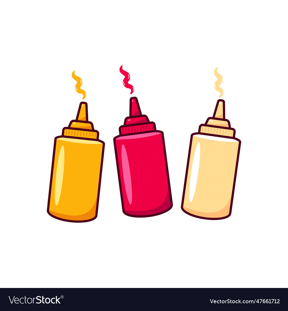 Ketchup mustard and mayonnaise bottle Royalty Free Vector