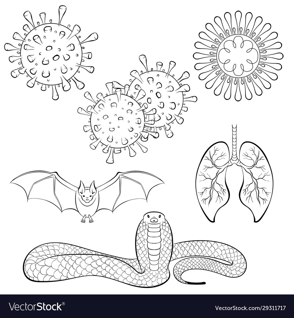 Coronavirus Set Line Art Royalty Free Vector Image