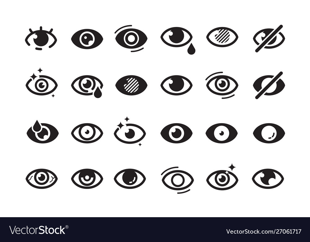 Eyes Symbols Closed Opening Eye Human Parts Vector Image