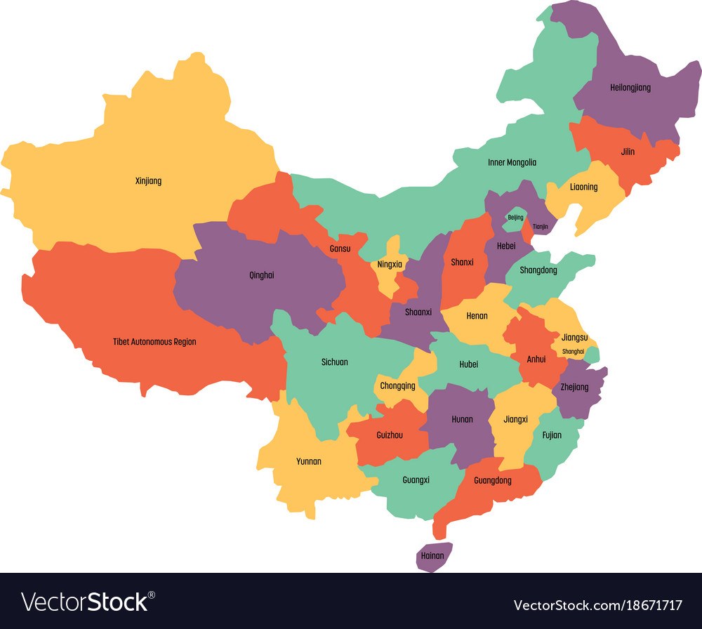 Map of administrative provinces china Royalty Free Vector