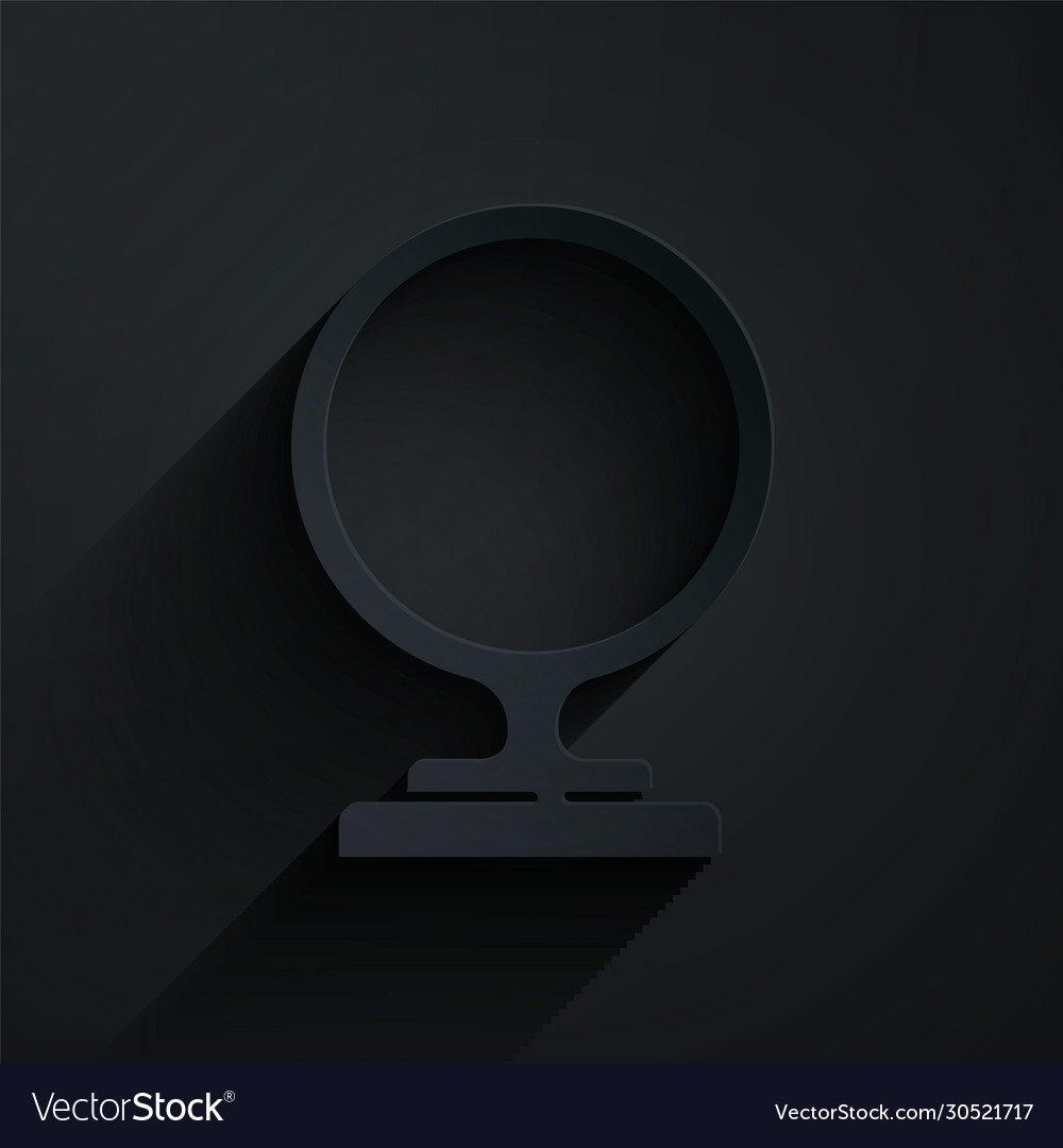 Paper Cut Round Makeup Mirror Icon Isolated On Vector Image