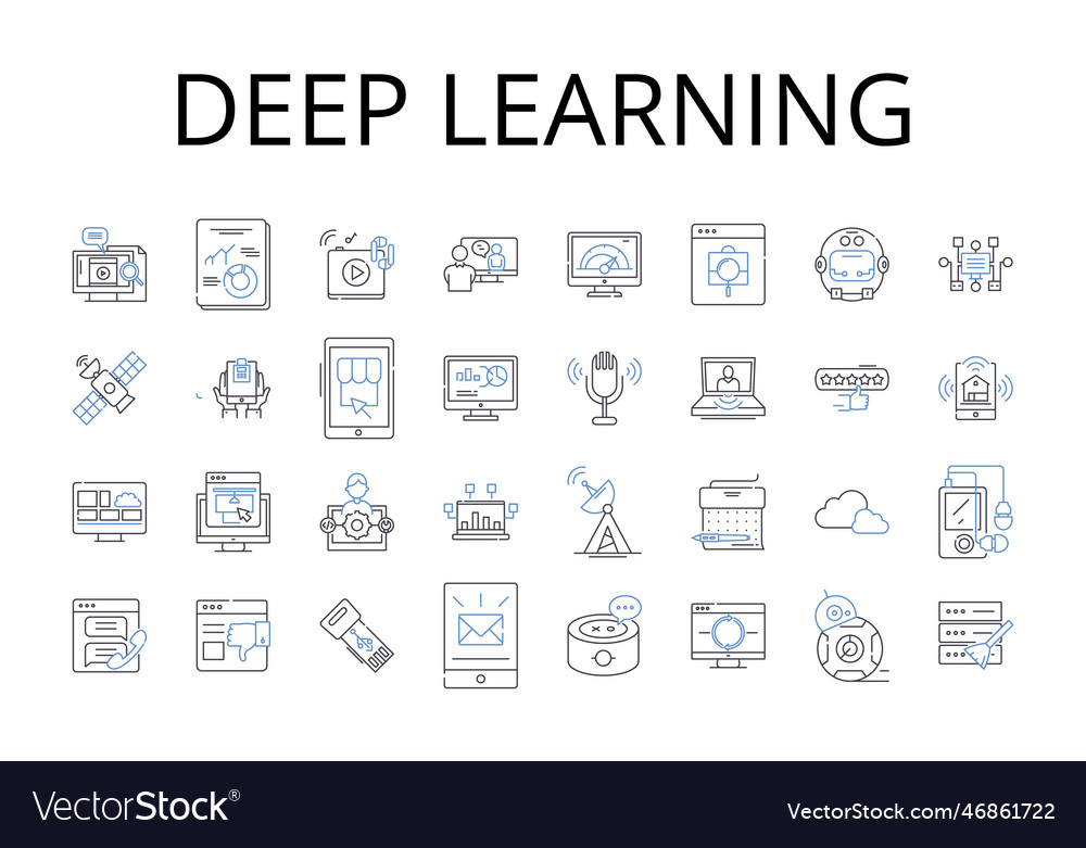 Deep learning line icons collection artificial Vector Image