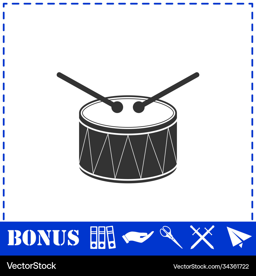 Drum icon flat Royalty Free Vector Image - VectorStock