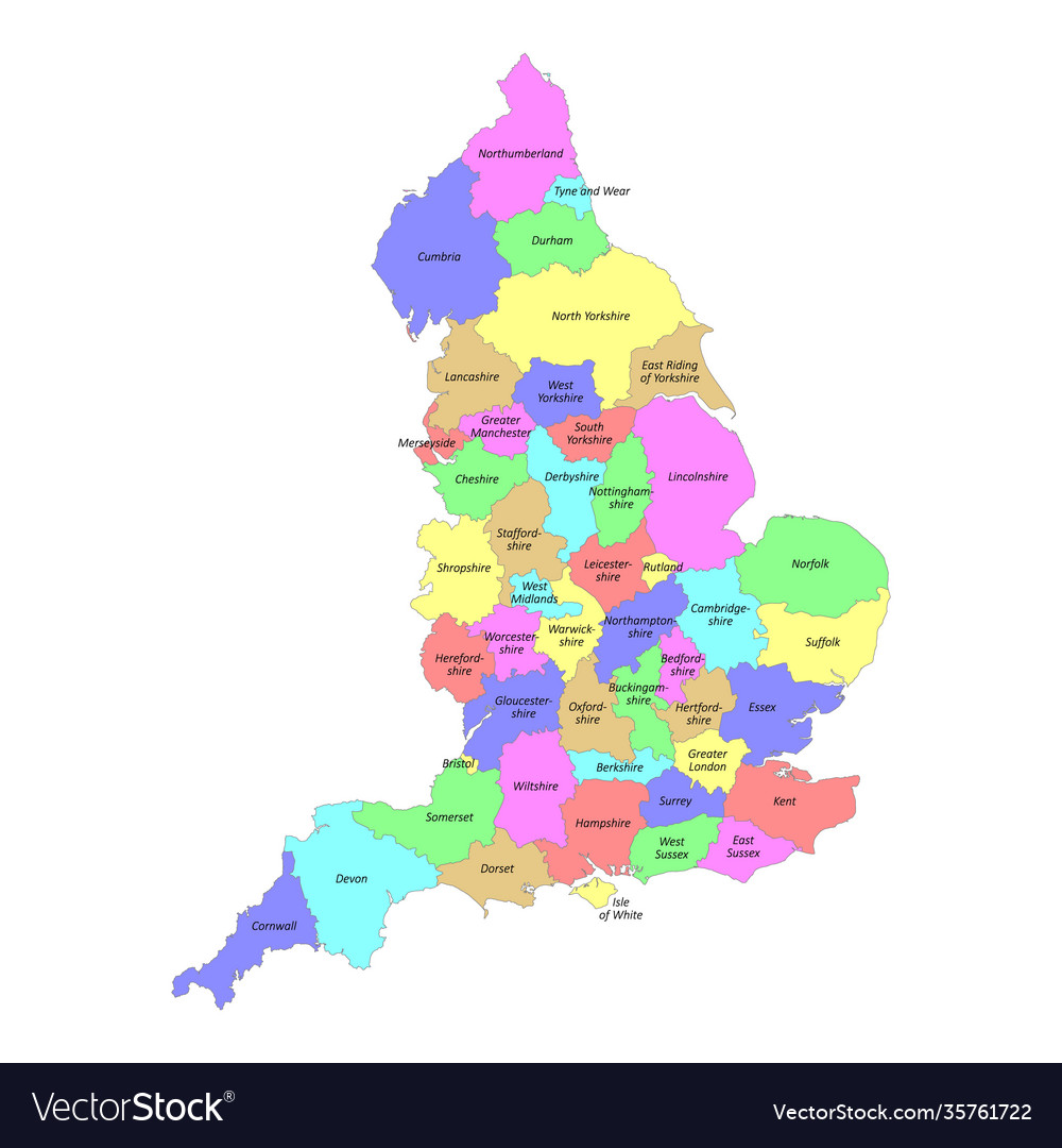 High quality colorful labeled map england with Vector Image