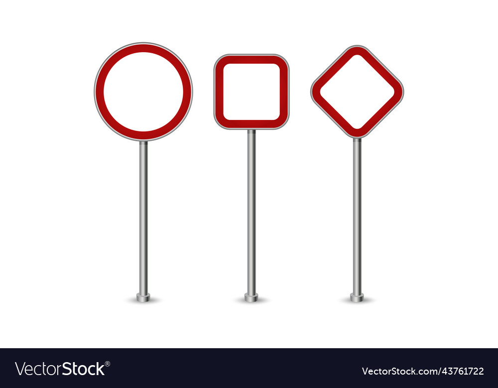 Realistic blank red street and road signs Vector Image