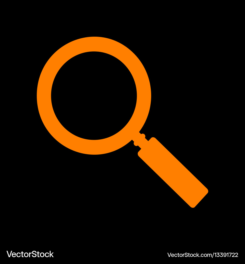 Zoom sign orange icon on black Royalty Free Vector Image