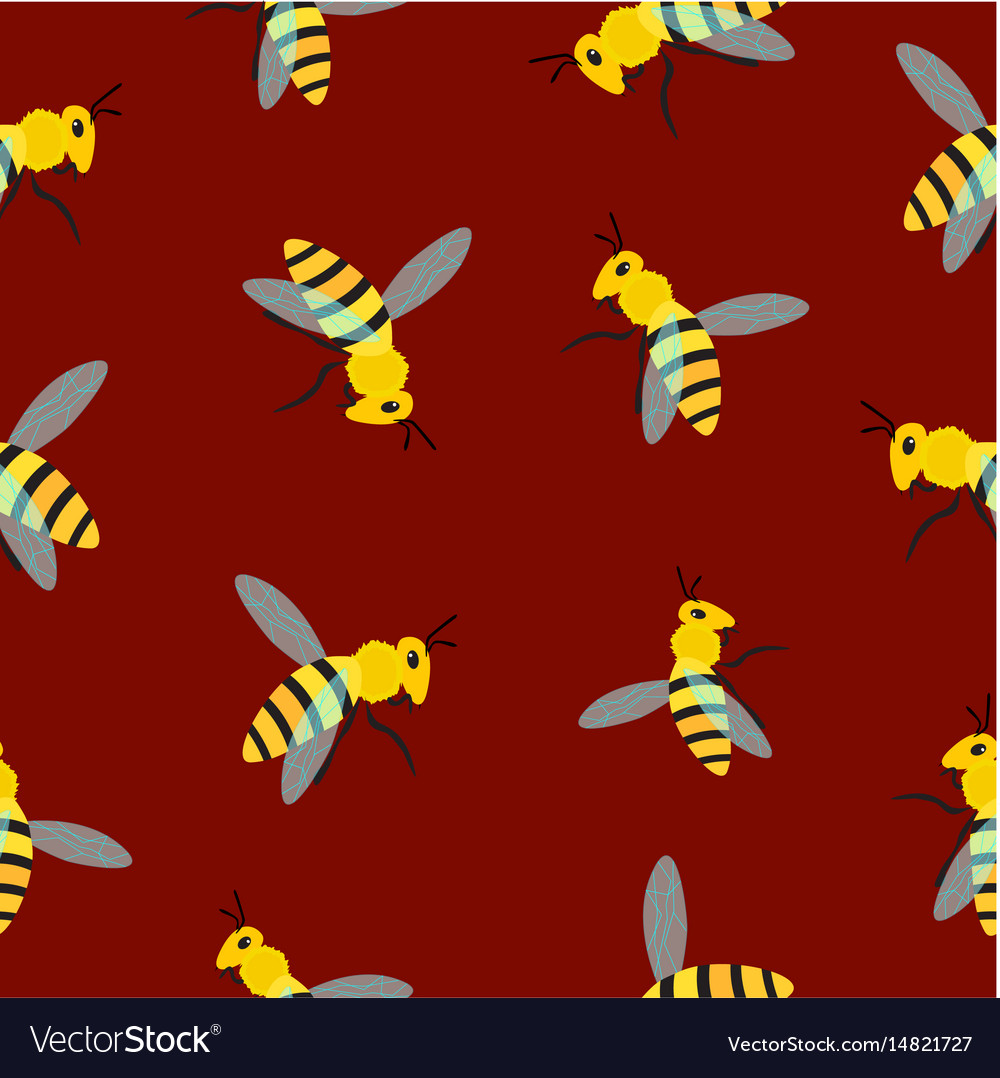 Bee pattern on brown background Royalty Free Vector Image