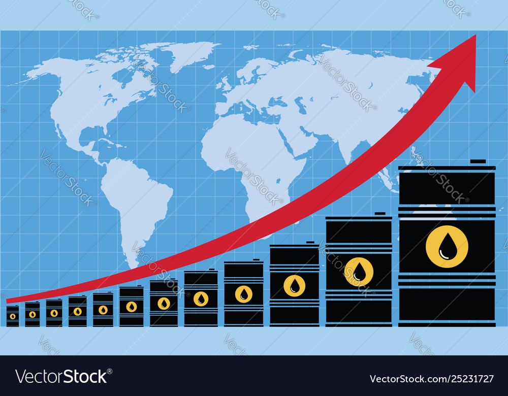 Crude oil price financial chart with world map Vector Image