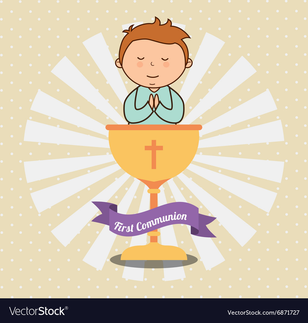 First communion card design Royalty Free Vector Image